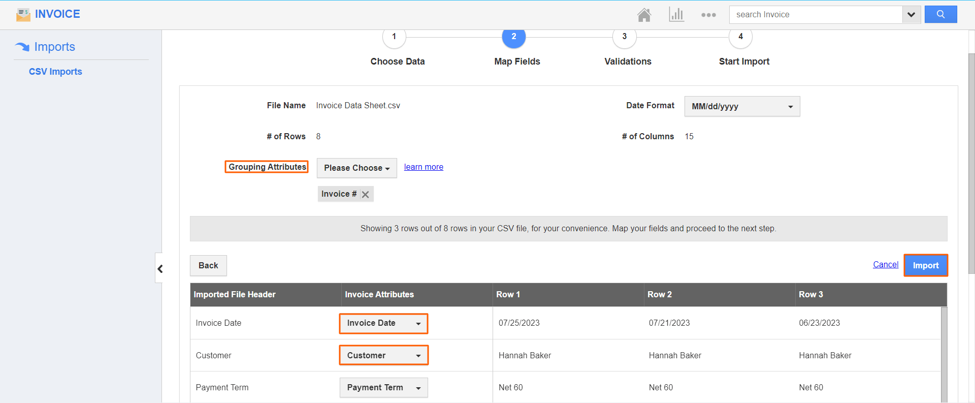 Invoice - Import Mapping